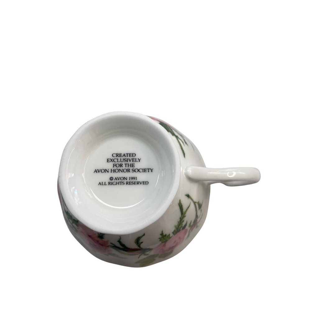Vintage Avon Floral Bone China Tea Cup & Saucer Set Gold Trim 1991 Honor Society - Picture 7 of 11
